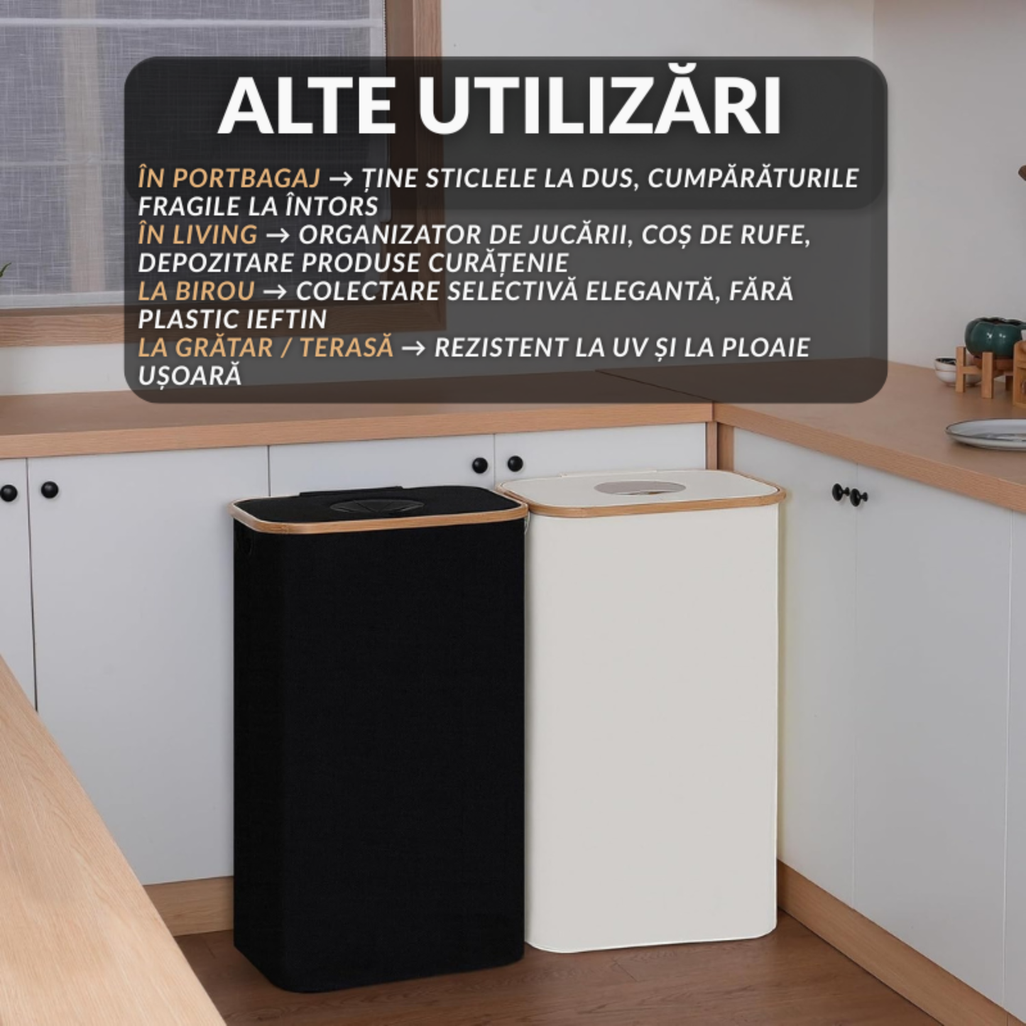 Sac Colector Reciclare Jaskus, 100L, Bej