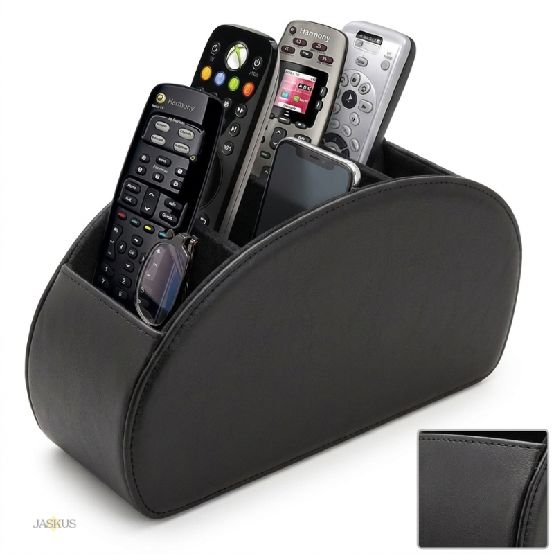 Organizator Telecomenzi Jaskus, Piele Ecologica, 21.5x11.5 cm, Negru