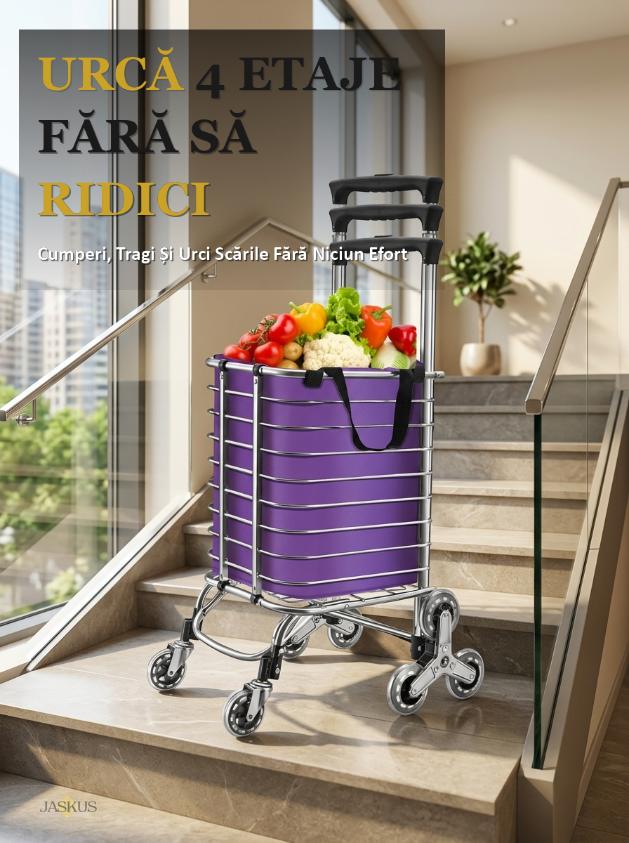 Carucior Pliabil pentru Scari Jaskus, 8 Roti, 34L