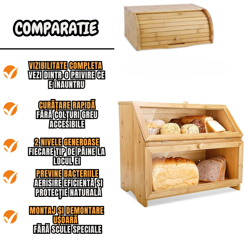 Cutie pentru Paine BambooBread 2 Nivele