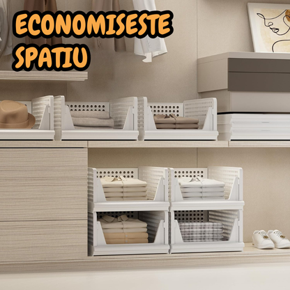 Cutii de Depozitare Jaskus, Set 4, Stivuibile, Sistem Glisare