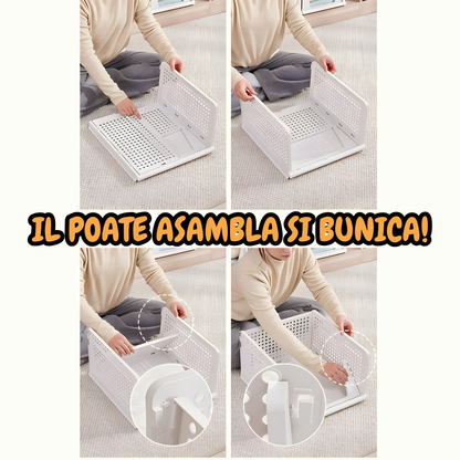 Cutii de Depozitare Jaskus, Set 4, Stivuibile, Sistem Glisare