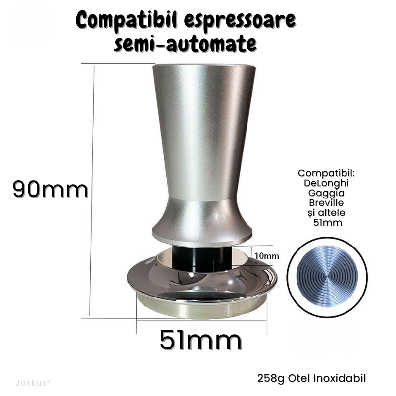 Tamper Cafea Jaskus, Inox, 51mm, Negru