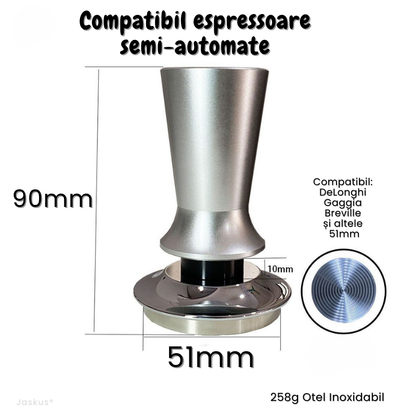 Tamper Cafea Jaskus, Inox, 51mm, Negru