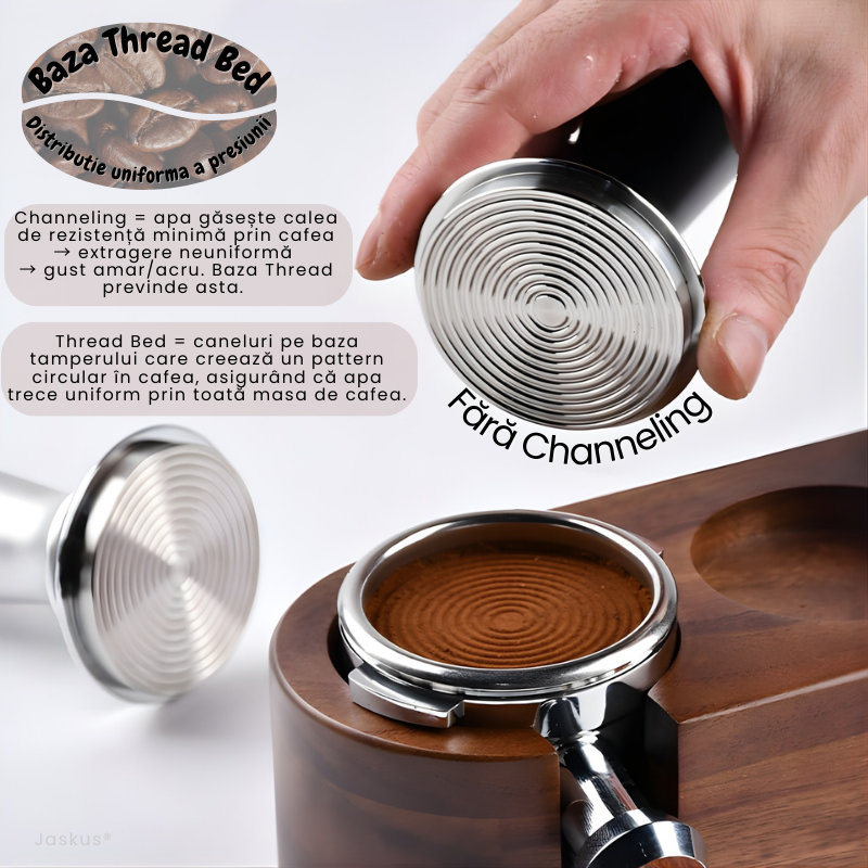 Tamper Cafea Jaskus, Inox, 51mm, Negru