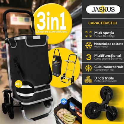 Carucior Compact Jaskus, Cadru Aluminiu, Scari (Trei roti)