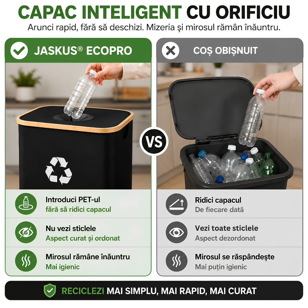 Sac Colector Reciclare Jaskus, 100L, Negru - detaliu 1