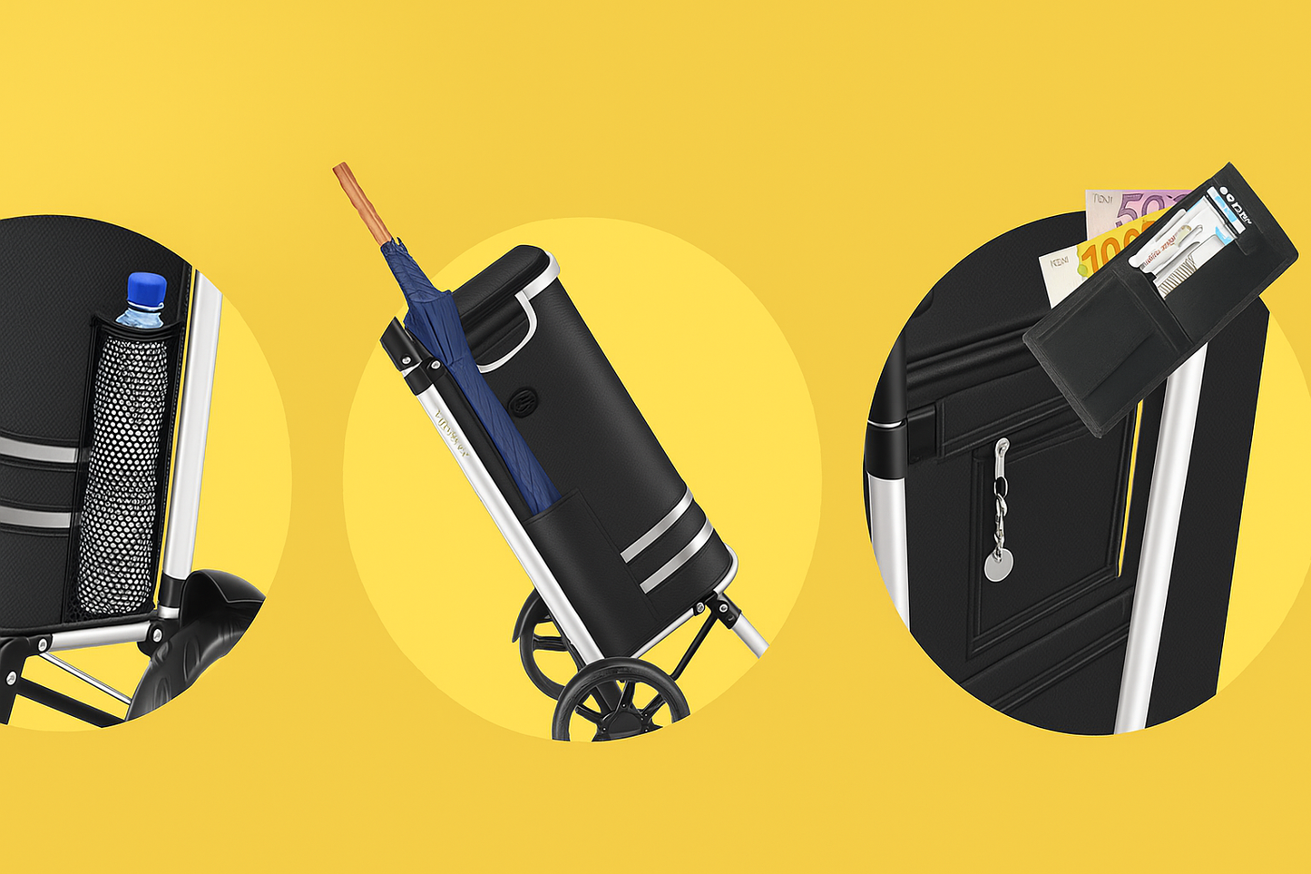 Cărucior Compact cu Cadru din Aluminiu - MarketPro Jaskus®