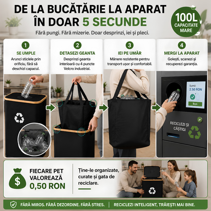 Sac Colector Reciclare Jaskus, 100L, Negru - detaliu 2