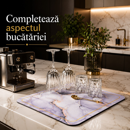 Suport Absorbant pentru Blatul de Bucatarie Jaskus, Diatomit, Marmura, Marmura Alba