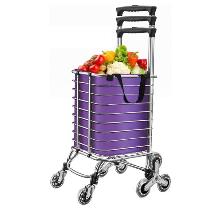 Carucior Pliabil Pentru Scări, Cadru Metalic, Mâner Telescopic, Capacitate 35L