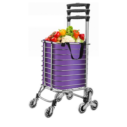 Carucior Pliabil Pentru Scări, Cadru Metalic, Mâner Telescopic, Capacitate 35L