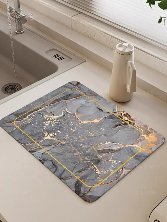 Covoras Absorbant Pentru Blatul De Bucatarie - Marmura Gri - 50x30