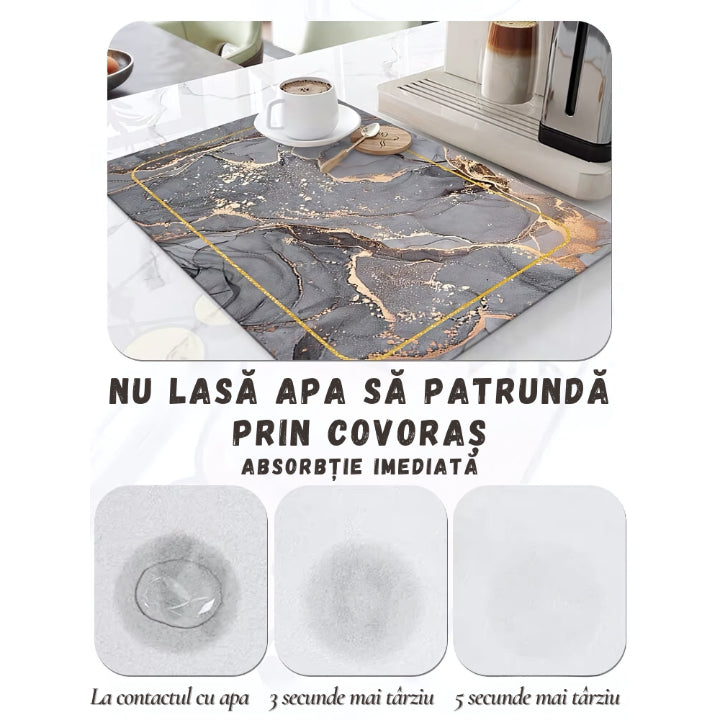 Covoras Absorbant Pentru Blatul De Bucatarie - Marmura Gri - 50x30