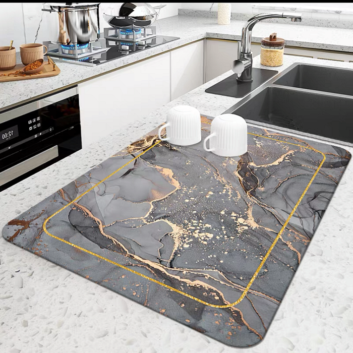 Covoras Absorbant Pentru Blatul De Bucatarie - Marmura Gri - 50x30
