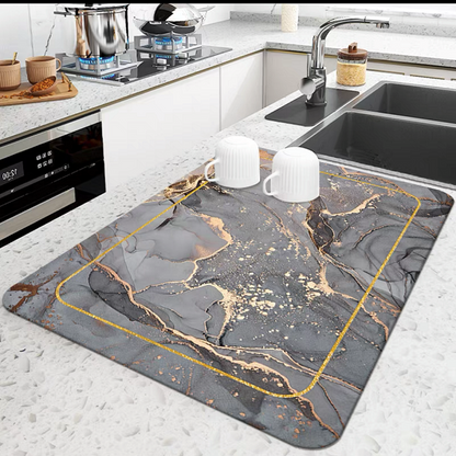Covoras Absorbant Pentru Blatul De Bucatarie - Marmura Gri - 50x30