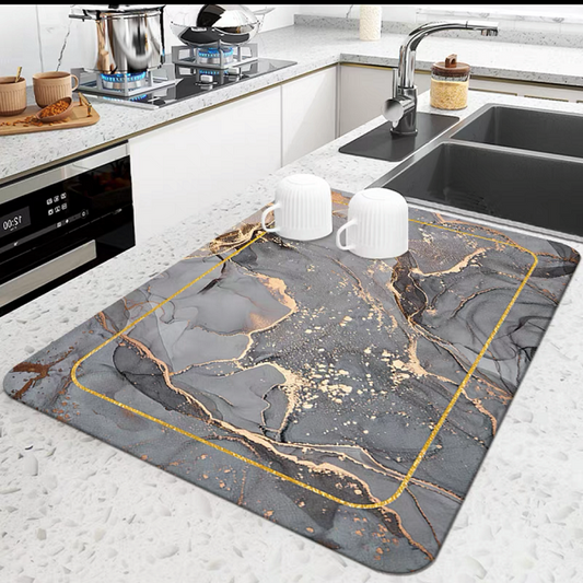 Covoras Absorbant Pentru Blatul De Bucatarie - Marmura Gri - 50x30