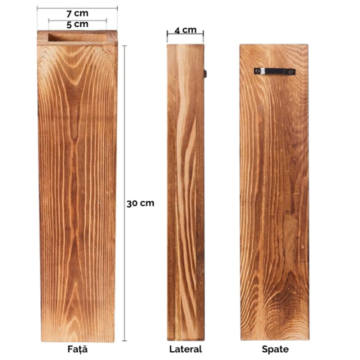 Set 4 Vaze Decorative din Lemn de Pin