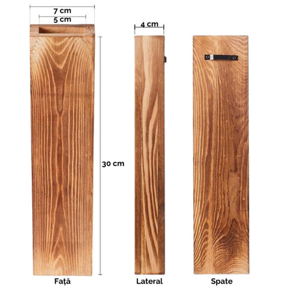 Set 4 Vaze Decorative din Lemn de Pin