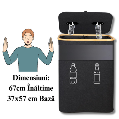 Sac Colector Reciclare, Geantă 140L cu 2 Saculeti  din Panza Oxford 600D, 57x37x67 cm