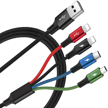 Cablu Universal Jaskus, 4-in-1, USB-C Lightning Micro-USB, 1.2m - detaliu 1