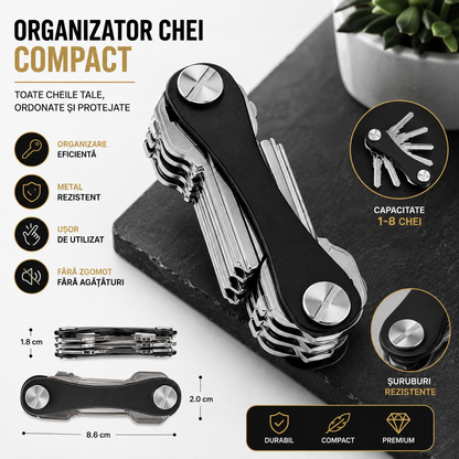 Organizator Chei Compact din Metal, Rezistent, Usor de Utilizat, Negru