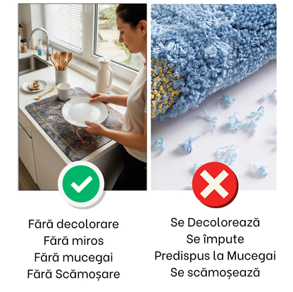 Suport Absorbant pentru Blatul de Bucatarie Jaskus, Diatomit, Marmura, Marmura Alba