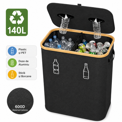Sac Colector Reciclare Jaskus, 140L, 2 Compartimente