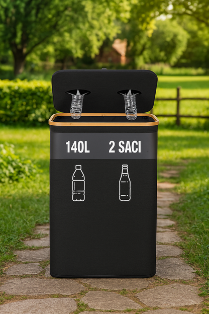 Sac Colector Reciclare, Geantă 140L cu 2 Saculeti  din Panza Oxford 600D, 57x37x67 cm