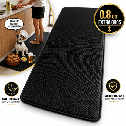 Covoras de Bucatarie Jaskus, Rezistent la Pete 44x120cm, Negru