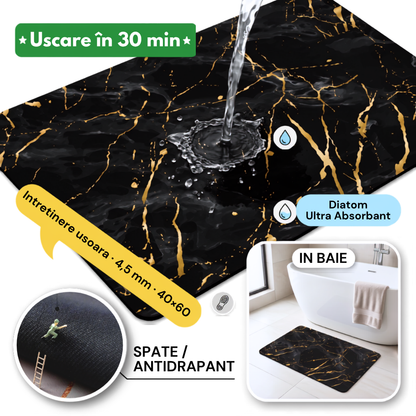 Covoras de Baie Jaskus, Diatomit Ultra Absorbant, Marmura Neagra - detaliu 5