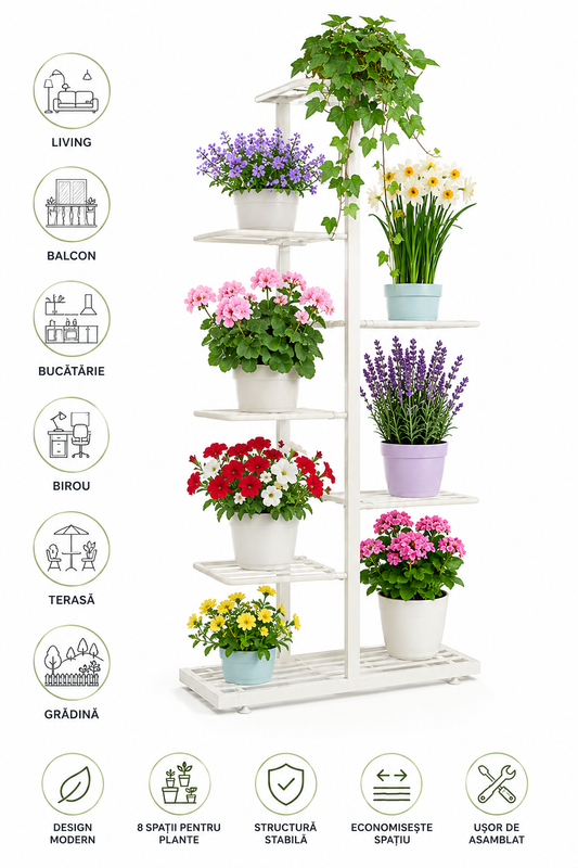 Etajera Plante Jaskus 7 Etaje Alb