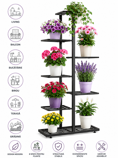 Etajera Plante Jaskus 7 Etaje, Negru