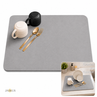 Suport pentru Uscarea Vaselor Jaskus, Diatomit, Ultra Absorbant, Gri Mat