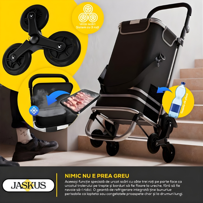 Carucior Compact Jaskus, Cadru Aluminiu, Scari (Trei roti)