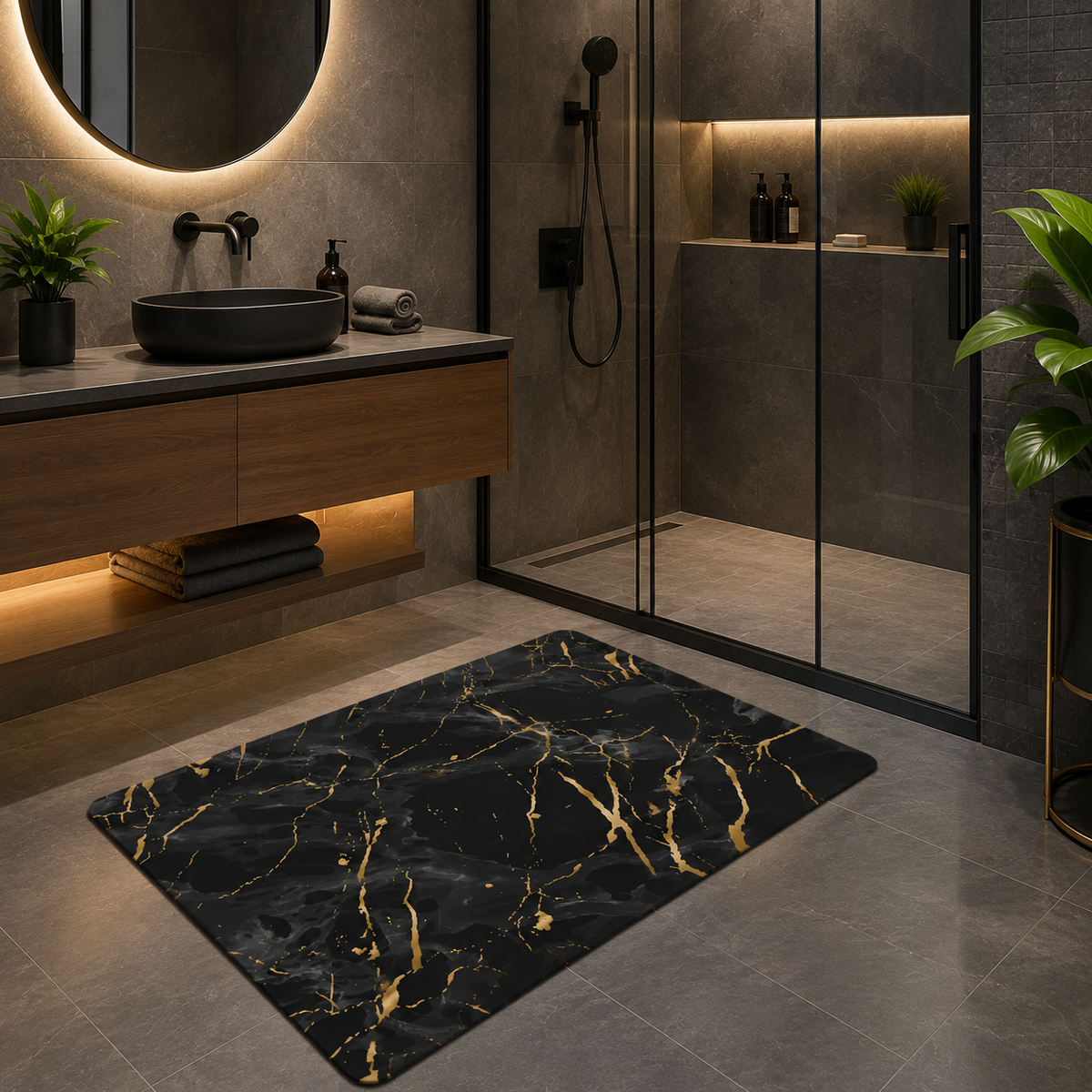 Covoras de Baie Jaskus, Diatomit Ultra Absorbant, Marmura Neagra - detaliu 2