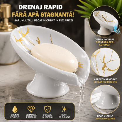 Savoniera Jaskus, Ceramica, Drenaj, Aspect Marmorat, Verde cu Drenaj