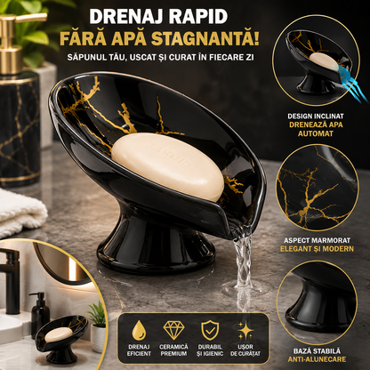 Savoniera Jaskus, Ceramica, Drenaj, Aspect Marmorat, Negru Cu Drenaj