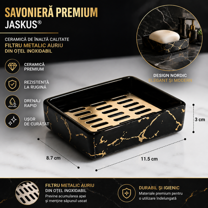Savoniera Jaskus, Ceramica, Drenaj, Aspect Marmorat, Alb cu Tavita