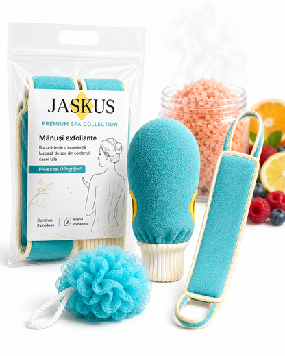 Manusi Exfoliante Jaskus, Set Duo, Turcoaz - detaliu 6