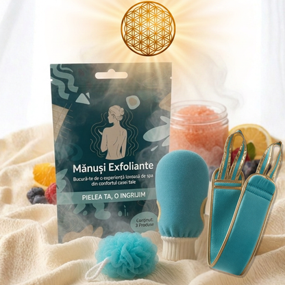 Manusi Exfoliante Jaskus, Set Duo, Turcoaz - detaliu 5