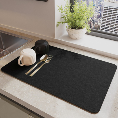 Suport pentru Uscarea Vaselor Jaskus, Diatomit, Ultra Absorbant, Negru