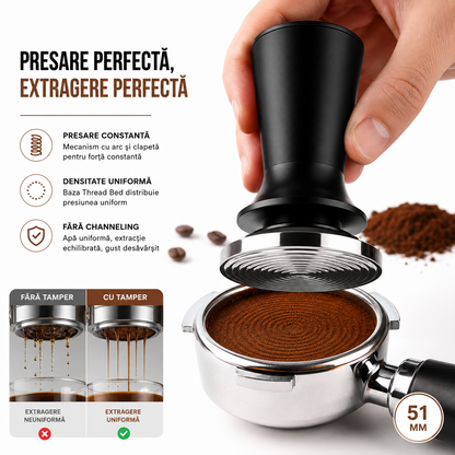 Tamper Cafea Jaskus, Inox, 51mm, Negru
