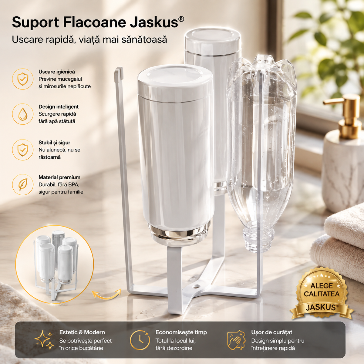 Suport EcoDry pentru Uscat Sticle si Pahare, Otel - detaliu 2