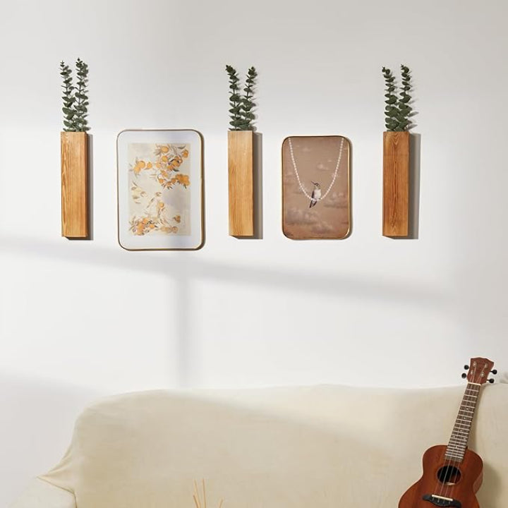 Set 4 Vaze Decorative din Lemn de Pin