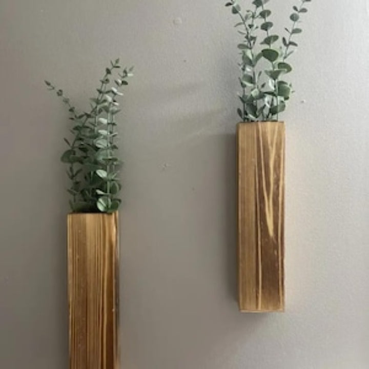 Set 4 Vaze Decorative din Lemn de Pin