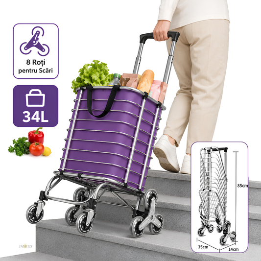 Carucior Pliabil pentru Scari Jaskus, 8 Roti, 34L