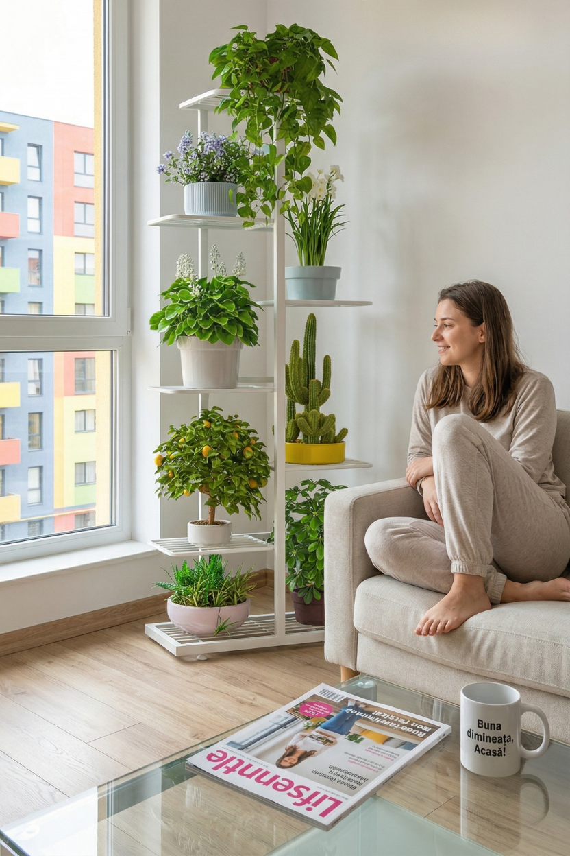 Etajera Plante Jaskus 7 Etaje, Negru