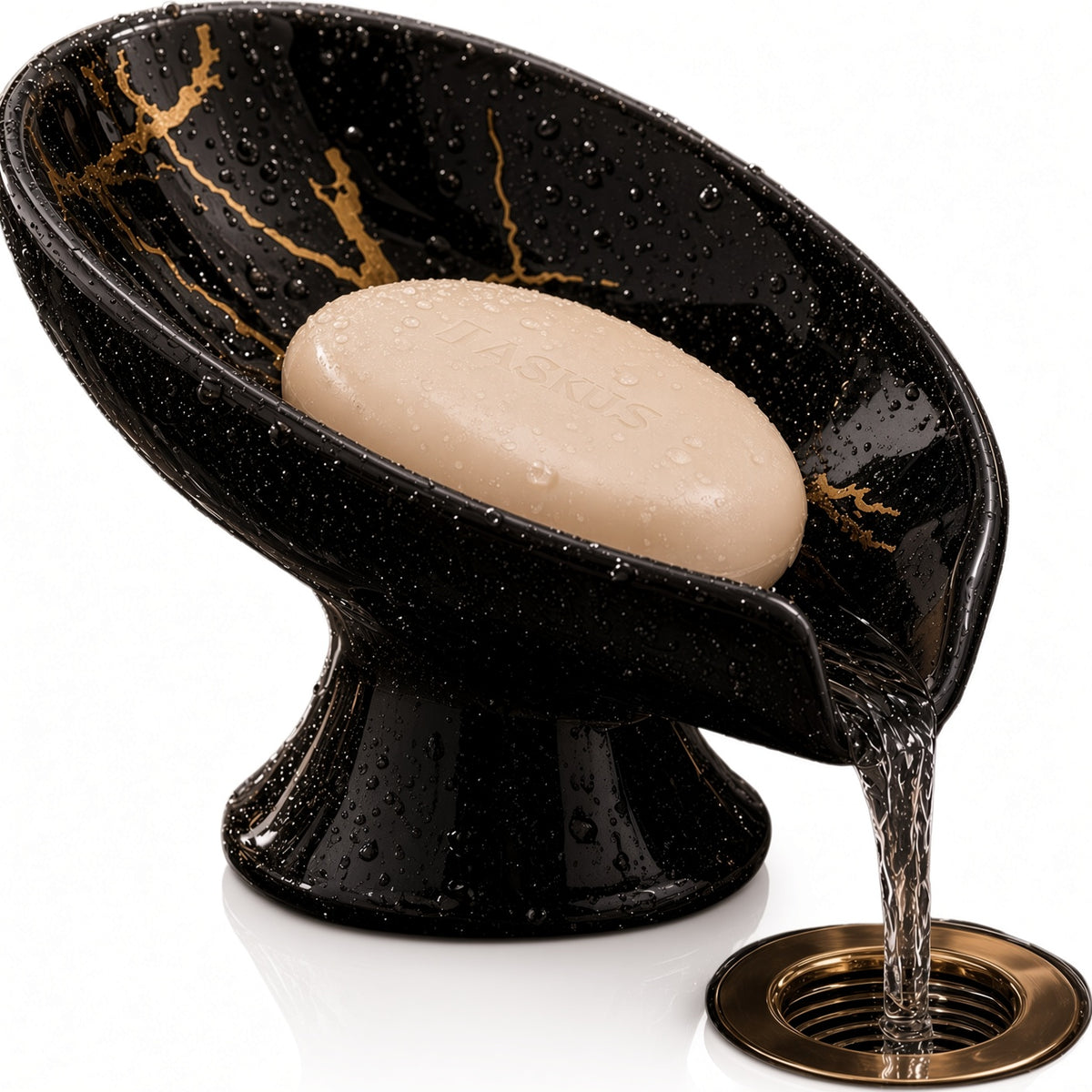 Savoniera Jaskus, Ceramica, Drenaj, Aspect Marmorat, Negru Cu Drenaj