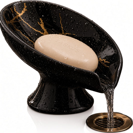 Savoniera Jaskus, Ceramica, Drenaj, Aspect Marmorat, Negru Cu Drenaj